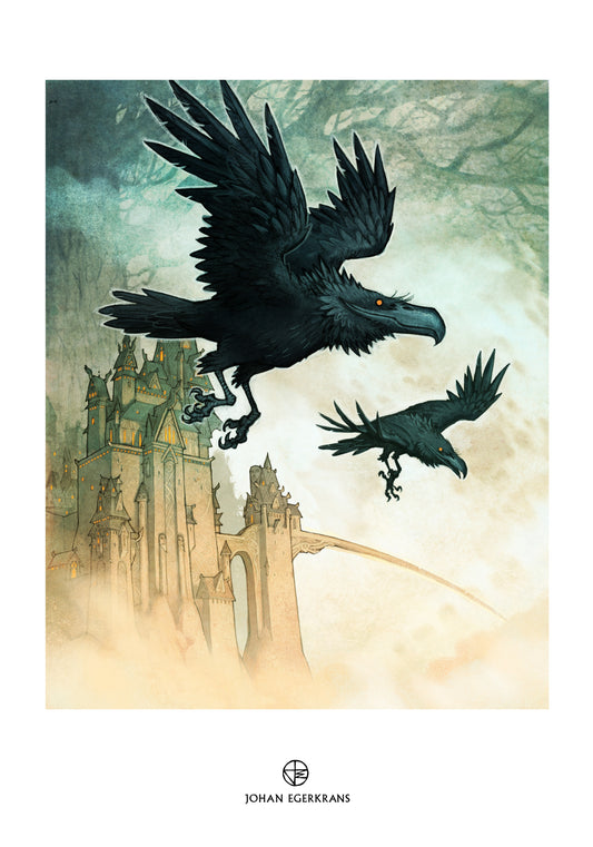 Huginn and Muninn poster — Johan Egerkrans Norse Gods