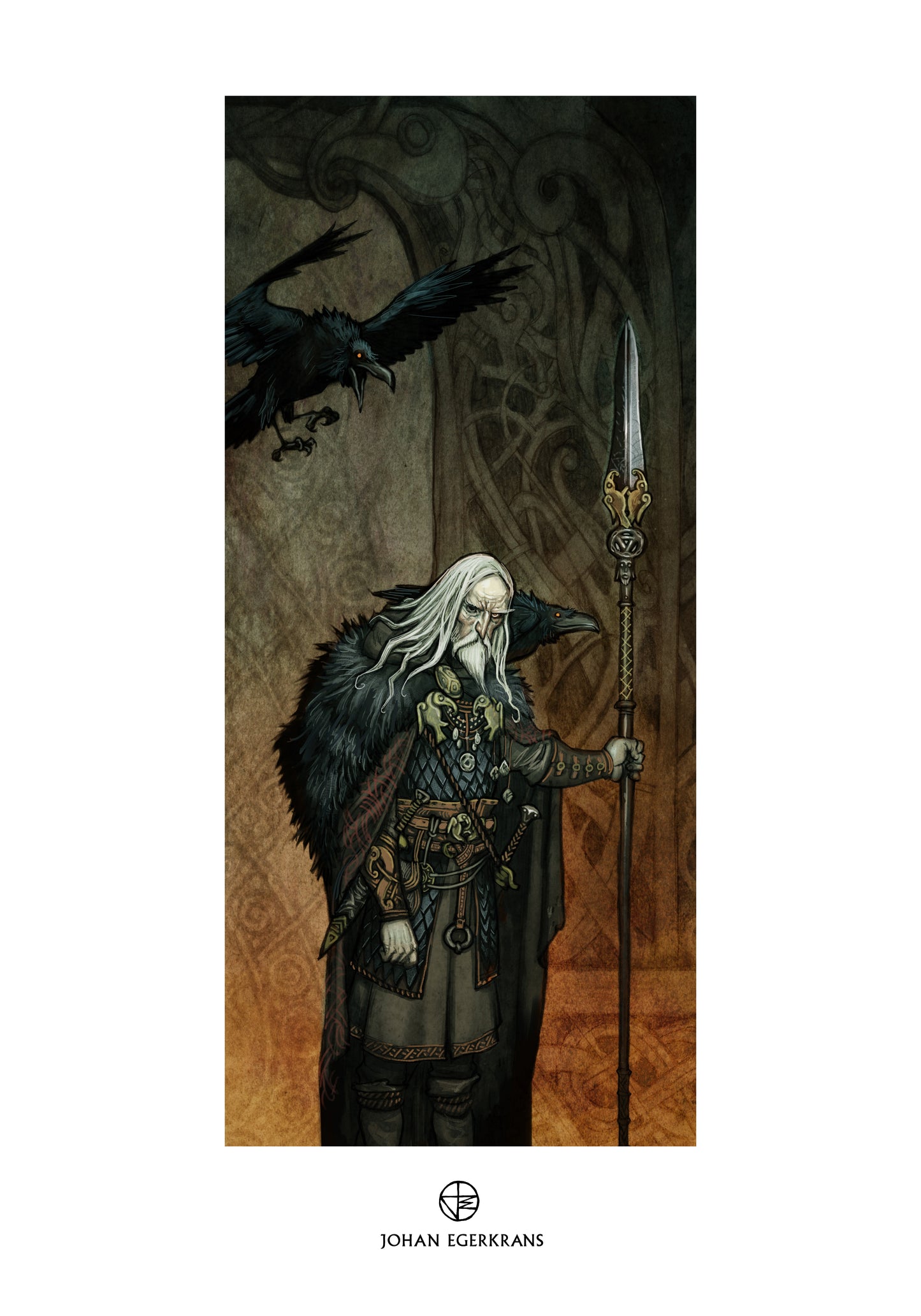 Odin Allfather poster — Johan Egerkrans Norse Gods