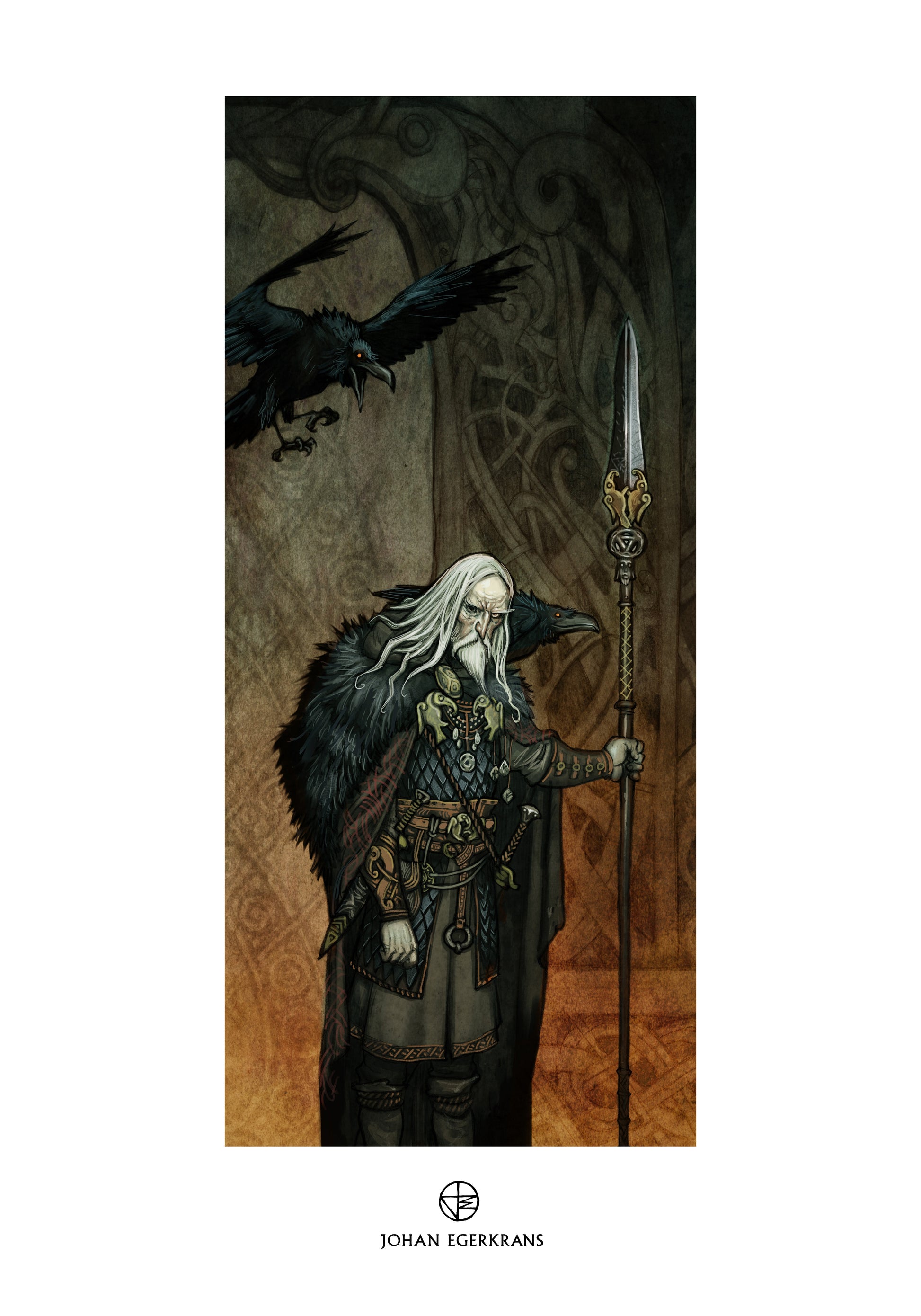 Odin Allfather poster — Johan Egerkrans Norse Gods